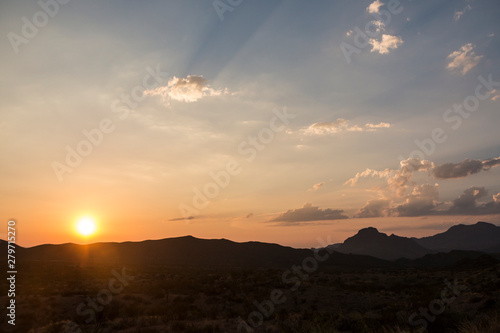 Landscape view of Big Bend National Park during the sunset in Texas.