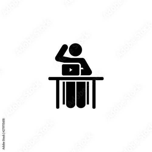 Boy computer lesson class pictogram icon