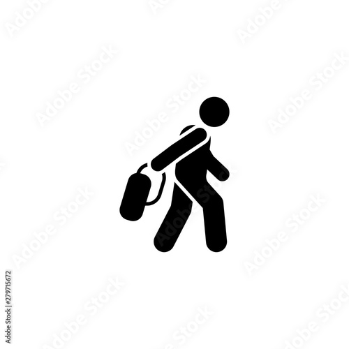 Boy get tired school go pictogram icon