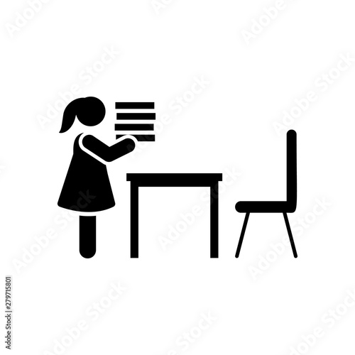 Girl book carry classroom pictogram icon
