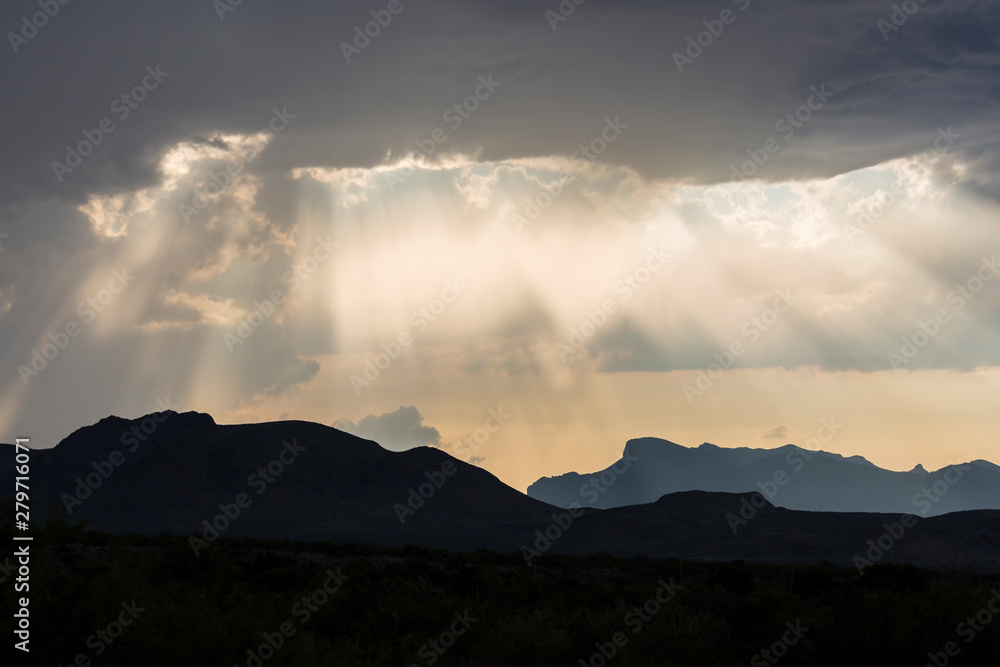 Landscape view of Big Bend National Park during the sunset in Texas.