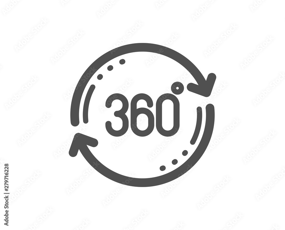 Full rotation sign. 360 degree icon. VR technology simulation symbol. Classic flat style. Simple full rotation icon. Vector Full rotation sign. 360 degree icon. VR technology simulation symbol. Classic flat style. Simple full rotation icon. Vector