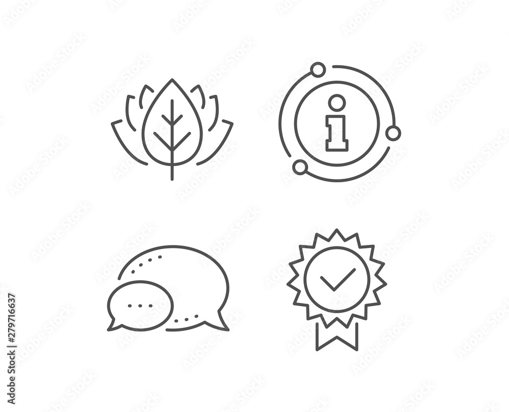 Certificate line icon. Chat bubble, info sign elements. Verified award sign. Accepted or confirmed symbol. Linear certificate outline icon. Information bubble. Vector Certificate line icon. Chat bubble, info sign elements. Verified award sign. Accepted or confirmed symbol. Linear certificate outline icon. Information bubble. Vector