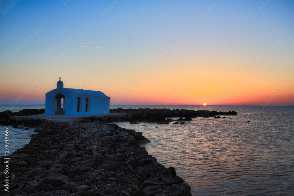 greek church at sunset