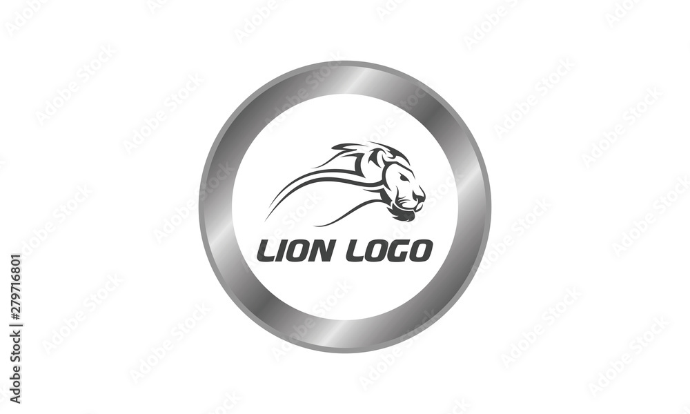 Lion inside metal ring logo Lion inside metal ring logo