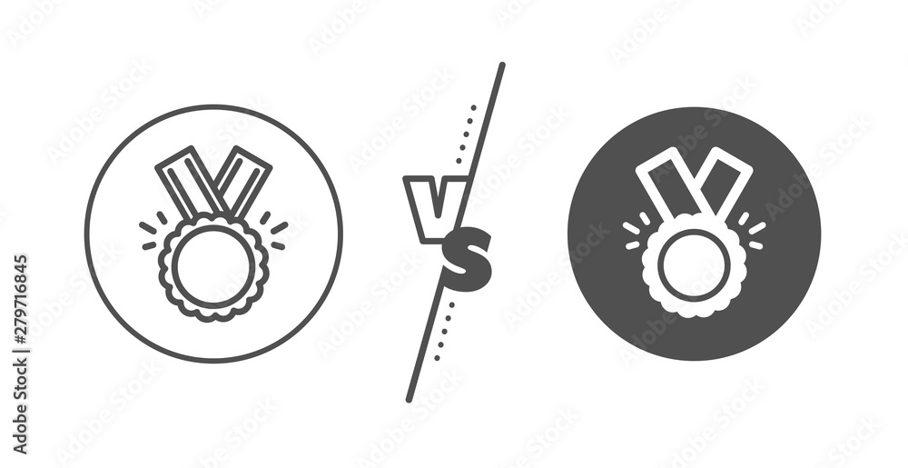 Winner achievement symbol. Versus concept. Award Medal line icon. Glory or Honor sign. Line vs classic honor icon. Vector Winner achievement symbol. Versus concept. Award Medal line icon. Glory or Honor sign. Line vs classic honor icon. Vector