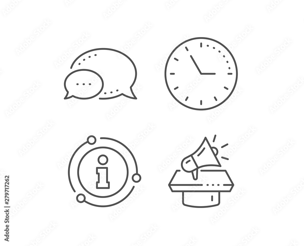 Megaphone line icon. Chat bubble, info sign elements. Advertisement device symbol. Brand ambassador loudspeaker sign. Linear megaphone outline icon. Information bubble. Vector Megaphone line icon. Chat bubble, info sign elements. Advertisement device symbol. Brand ambassador loudspeaker sign. Linear megaphone outline icon. Information bubble. Vector