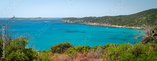 Sardinia, Villasimius. View of the beach of Capo Carbonara surrounded by unspoilt nature