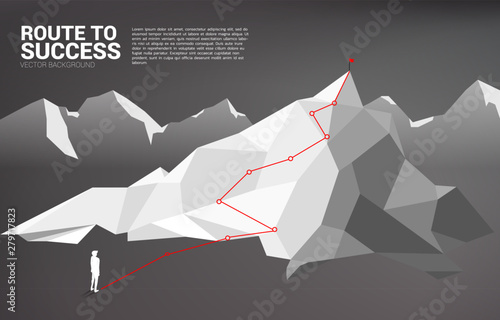 Route to the top of mountain: Concept of Goal, Mission, Vision, Career path.Key visual of path for climbing to top of mountain, represent career success.