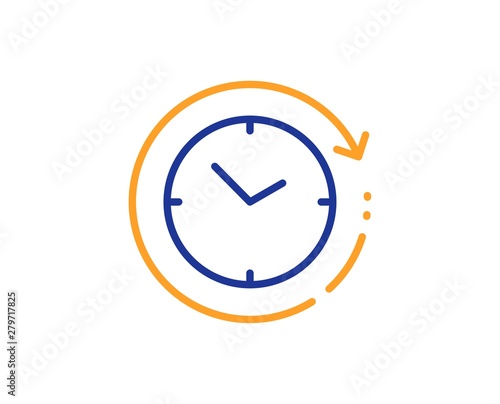 Clock sign. Time change line icon. Watch symbol. Colorful outline concept. Blue and orange thin line time change icon. Vector