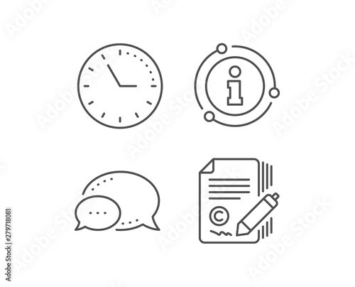 Copywriting line icon. Chat bubble, info sign elements. Ð¡opyright signature sign. Feedback symbol. Linear copywriting outline icon. Information bubble. Vector