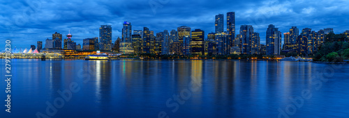 Panoramic view of Vancouver city by night