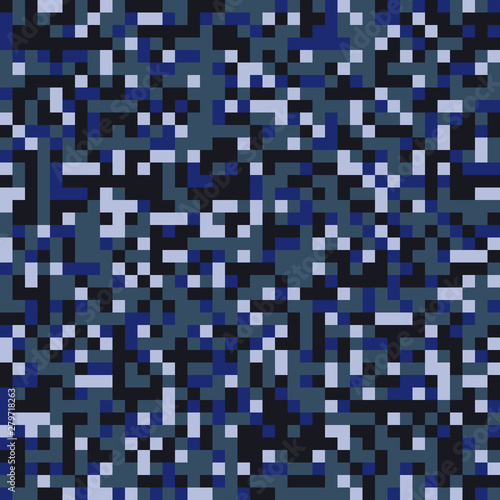 Seamless navy blue digital pixel military fashion camouflage pattern vector