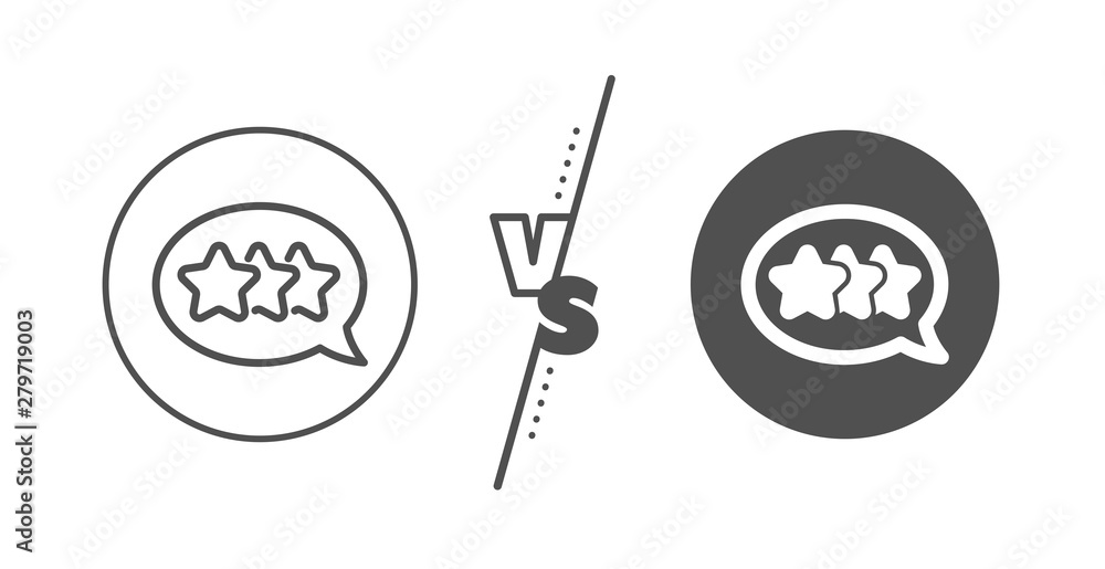 Feedback rating sign. Versus concept. Stars line icon. Customer satisfaction symbol. Line vs classic stars icon. Vector Feedback rating sign. Versus concept. Stars line icon. Customer satisfaction symbol. Line vs classic stars icon. Vector