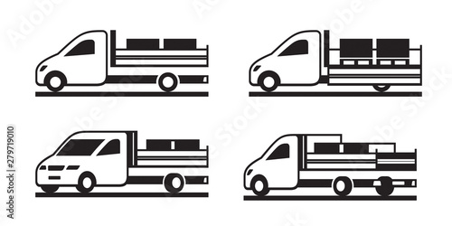 Construction tipper truck in different perspective - vector illustration
