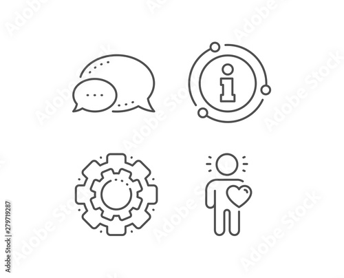 Friend line icon. Chat bubble, info sign elements. Friendship love sign. Assistance business symbol. Linear friend outline icon. Information bubble. Vector