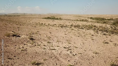 Wadi Nizana in Negev desert Aerial view  Wadi Nizana in spring, Drone shot, Negev desert, Israel photo