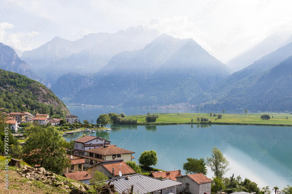 View of Como lake in Italy, summer time