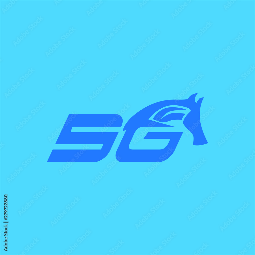 5G logo icon with horse shape 5G logo icon with horse shape