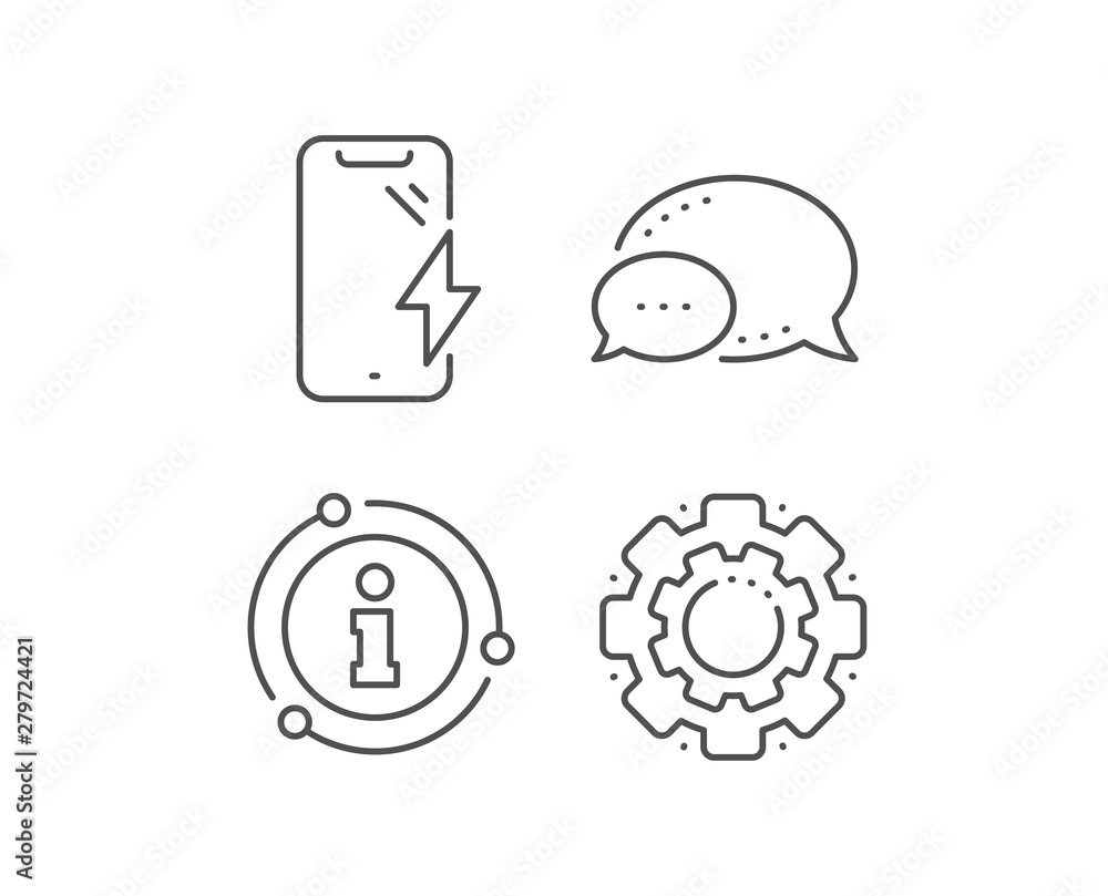 Smartphone charging line icon. Chat bubble, info sign elements. Phone charge sign. Mobile device energy symbol. Linear smartphone charging outline icon. Information bubble. Vector Smartphone charging line icon. Chat bubble, info sign elements. Phone charge sign. Mobile device energy symbol. Linear smartphone charging outline icon. Information bubble. Vector