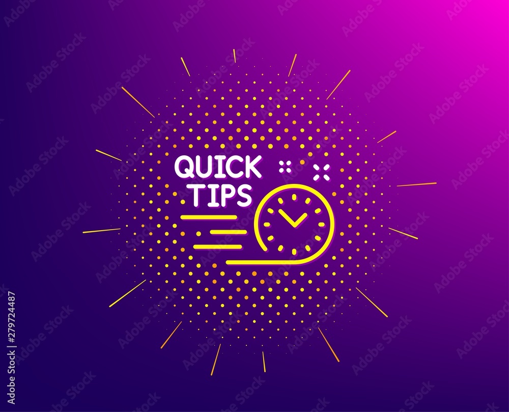 Quick tips line icon. Halftone pattern. Helpful tricks sign. Tutorials symbol. Gradient background. Quick tips line icon. Yellow halftone pattern. Vector Quick tips line icon. Halftone pattern. Helpful tricks sign. Tutorials symbol. Gradient background. Quick tips line icon. Yellow halftone pattern. Vector