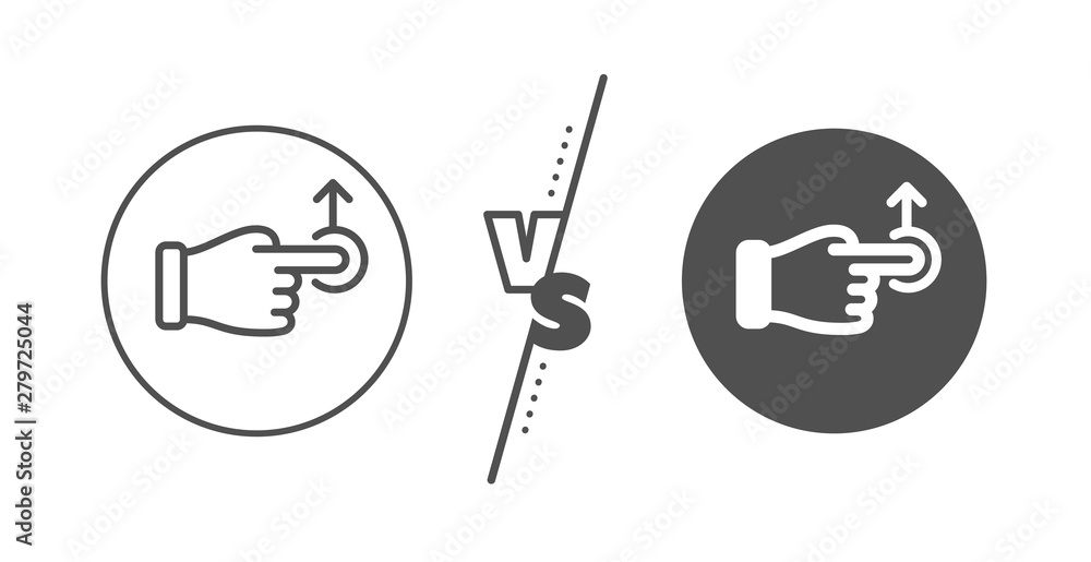 Slide arrow sign. Versus concept. Drag drop gesture line icon. Swipe action symbol. Line vs classic drag drop icon. Vector Slide arrow sign. Versus concept. Drag drop gesture line icon. Swipe action symbol. Line vs classic drag drop icon. Vector