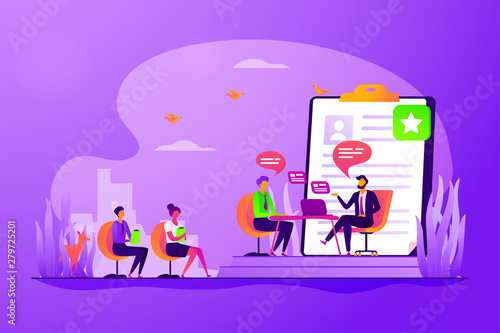 Employee hiring. Recruiter and vacancy candidates. Personnel recruitment. HR management. Job interview, employment process, choosing a candidate concept. Vector isolated concept creative illustration © Visual Generation