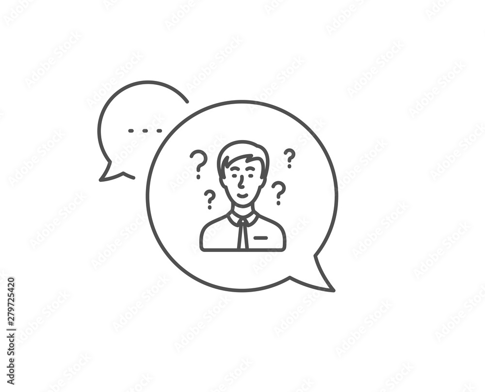 Question mark line icon. Chat bubble design. Support consultant sign. Outline concept. Thin line support consultant icon. Vector Question mark line icon. Chat bubble design. Support consultant sign. Outline concept. Thin line support consultant icon. Vector