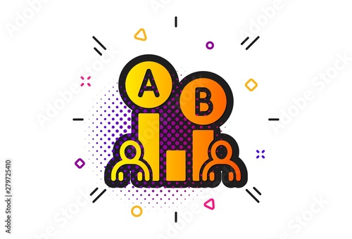 Ui test chart sign. Halftone circles pattern. Ab testing icon. Classic flat ab testing icon. Vector