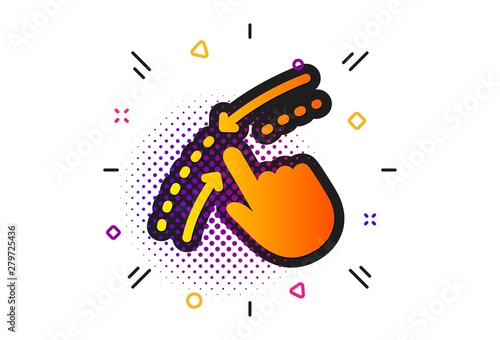 Move finger sign. Halftone circles pattern. Swipe up down icon. Touch technology symbol. Classic flat swipe up icon. Vector