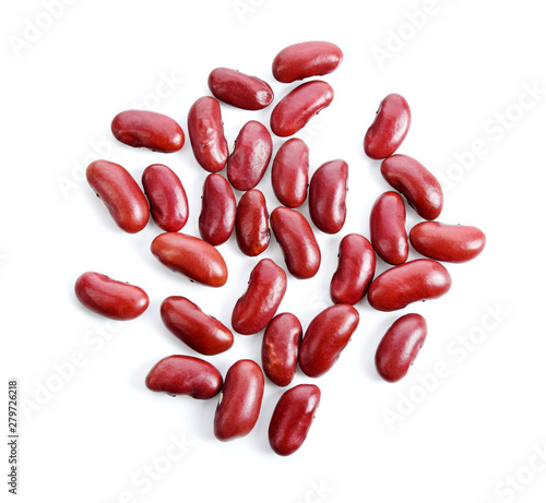 Close up Red beans in spoon isolated on white background