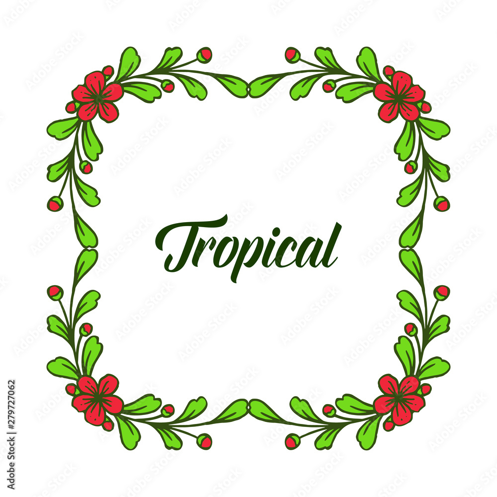 Poster tropical with abstract leaf wreath frame. Vector Poster tropical with abstract leaf wreath frame. Vector