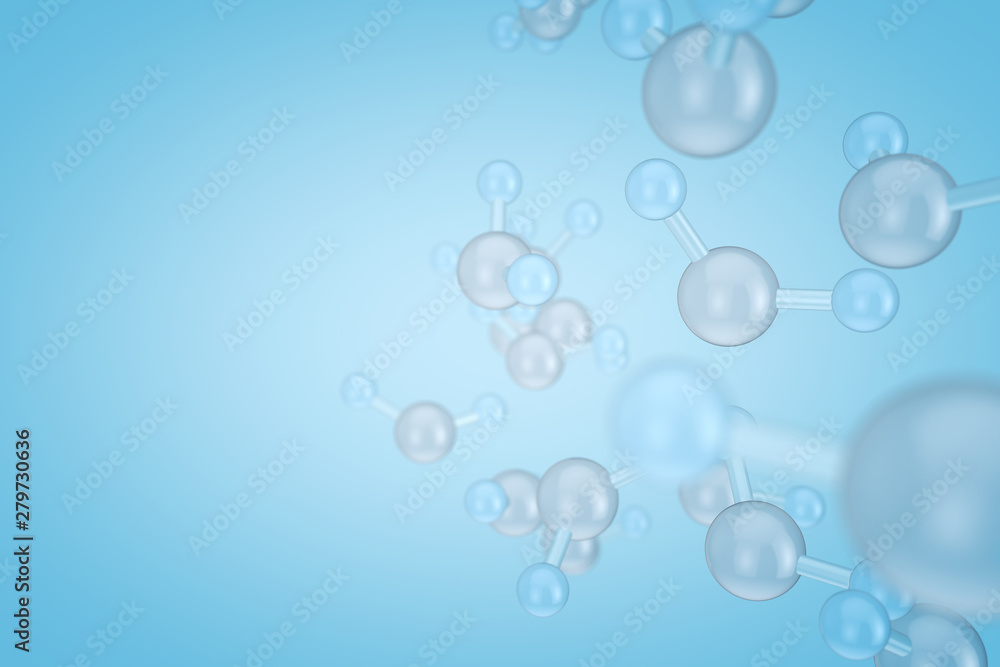 Molecular structure 3D model illustration of water