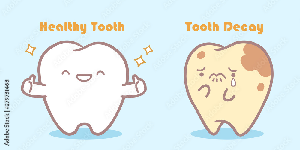 cartoon tooth with dental care