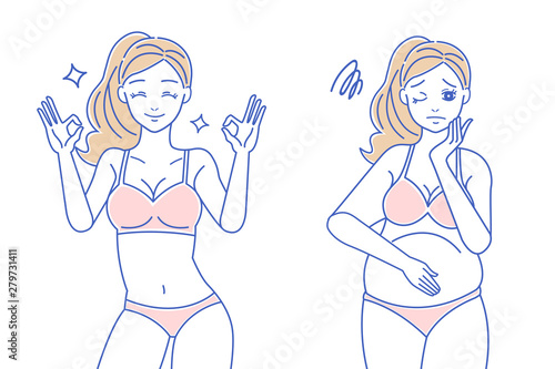 slim and fat woman
