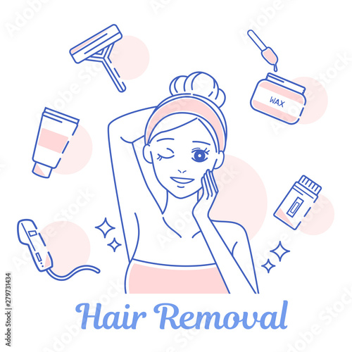 cartoon tools about hair removal