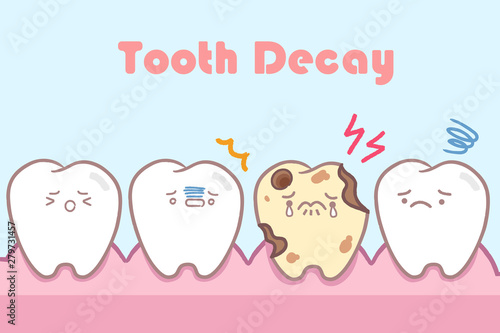 cartoon tooth with dental care
