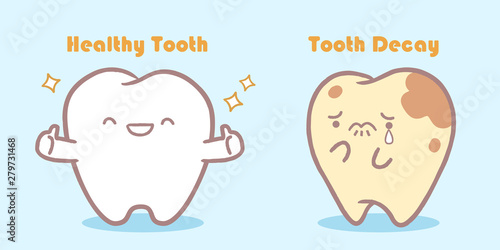 cartoon tooth with dental care