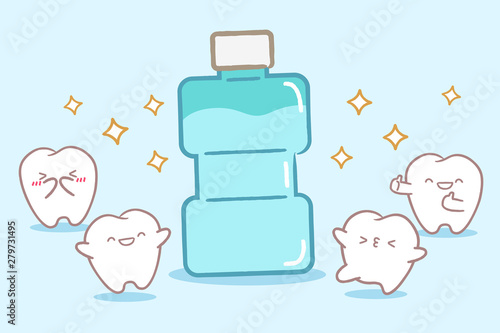 tooth with mouthwash