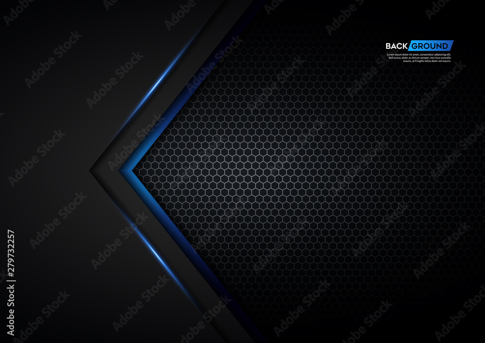 blue light arrow black with hexagon mesh background blue light arrow black with hexagon mesh background
