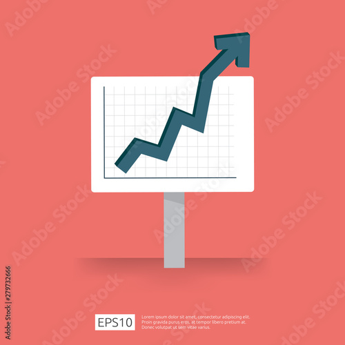 cost fee spending increase with arrow rising up growth diagram. business cash reduction concept. investment growth progress in flat design vector illustration