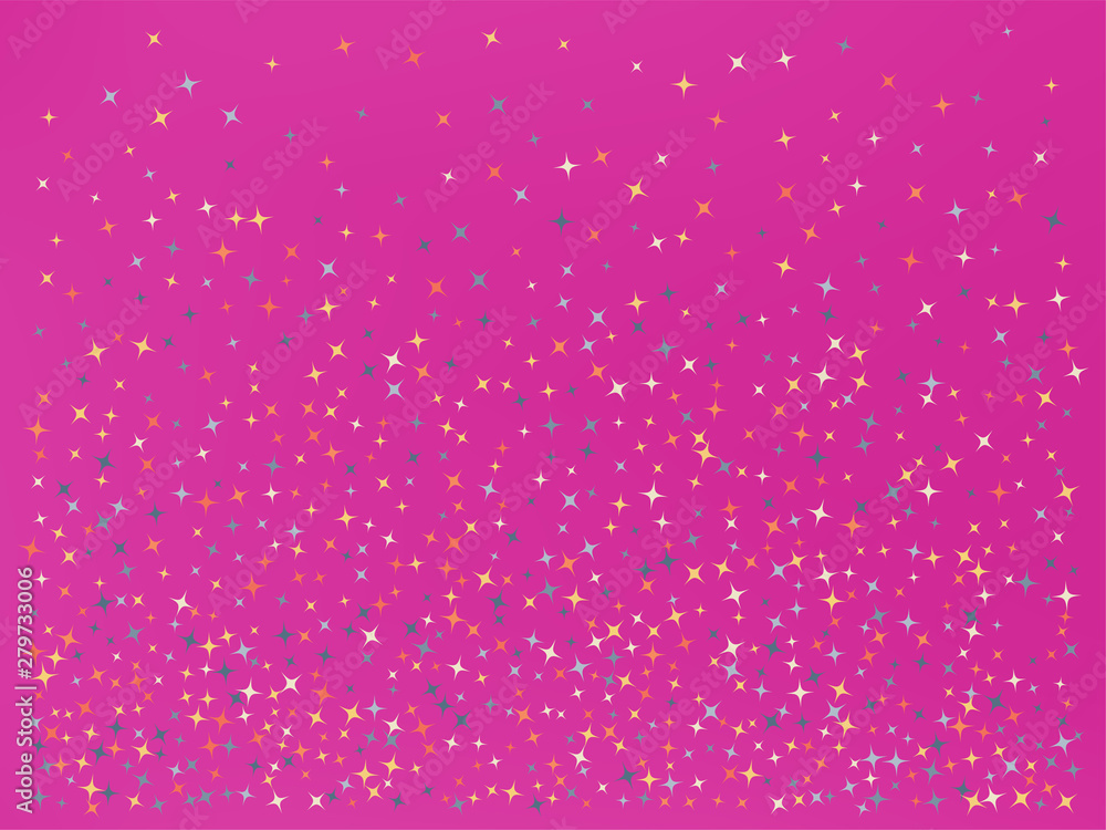 Magenta color background. Stars confetti. Magenta color background. Stars confetti.