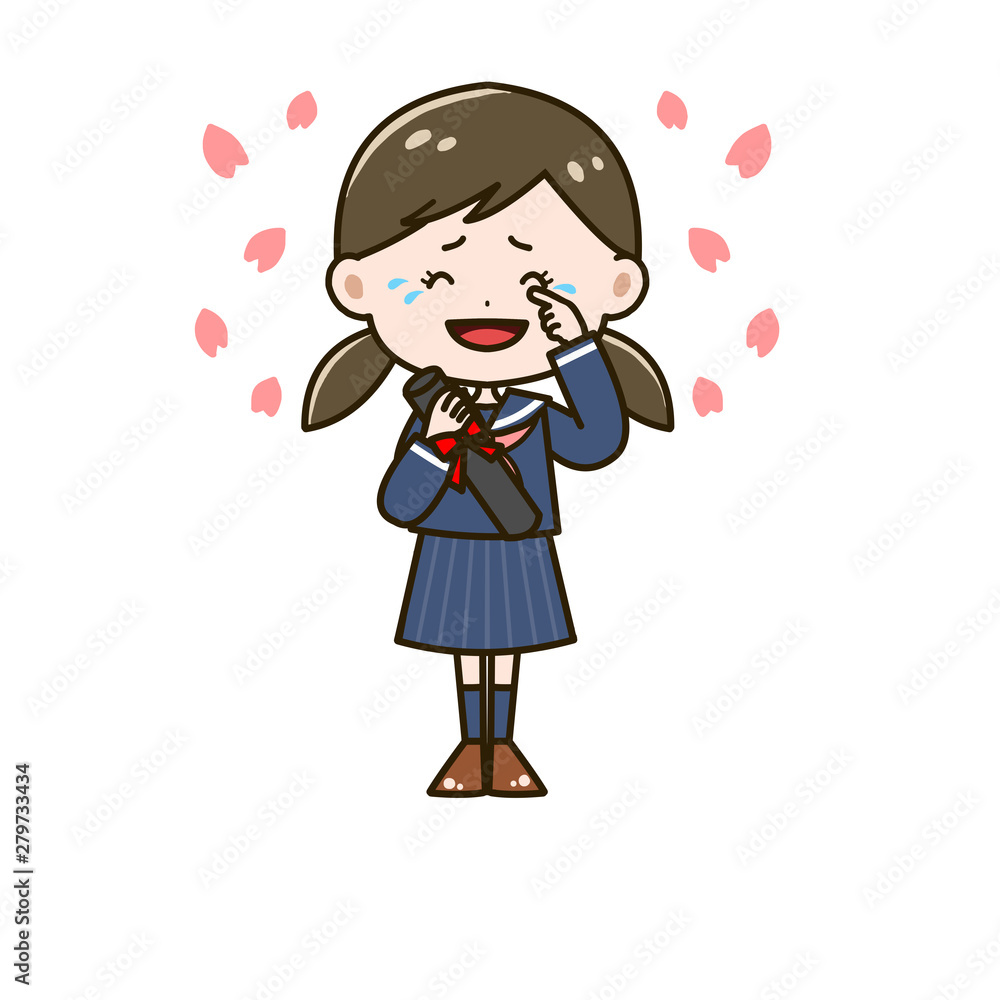 卒業式 涙の女の子 ポーズ イラスト Stock Illustration Adobe Stock
