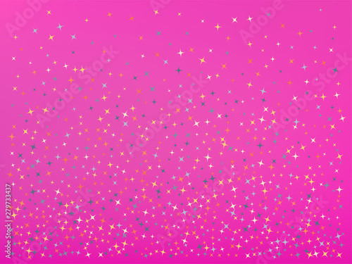 Pink color background. Stars confetti.  © DmSagan