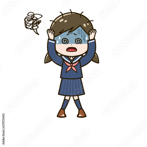 混乱する女の子　ポーズ　イラスト