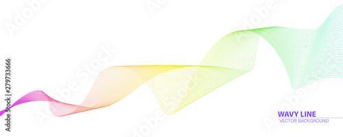 Twisted colored lines. Dynamic flowing waves isolated on white background. Abstract wavy spun stripes. Graphics concept of flow, music, technology, science. Line art, vector design elements