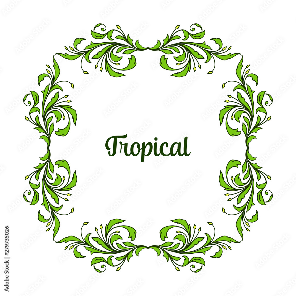 Modern style of green leaves frame, card tropical. Vector Modern style of green leaves frame, card tropical. Vector