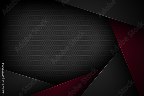 Black abstract vector background with overlapping characteristics.