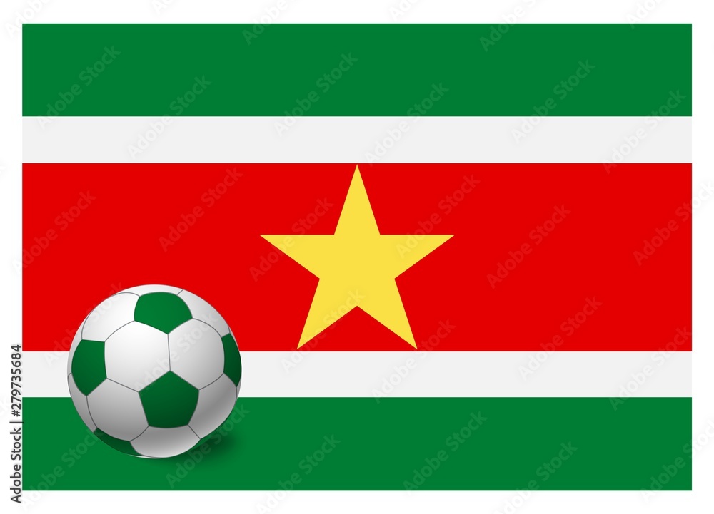 Suriname flag and soccer ball Suriname flag and soccer ball