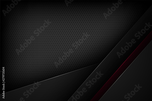 Black abstract vector background with overlapping characteristics.